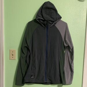 Sky Goat men’s CAMP Gray and Green Hooded Jacket